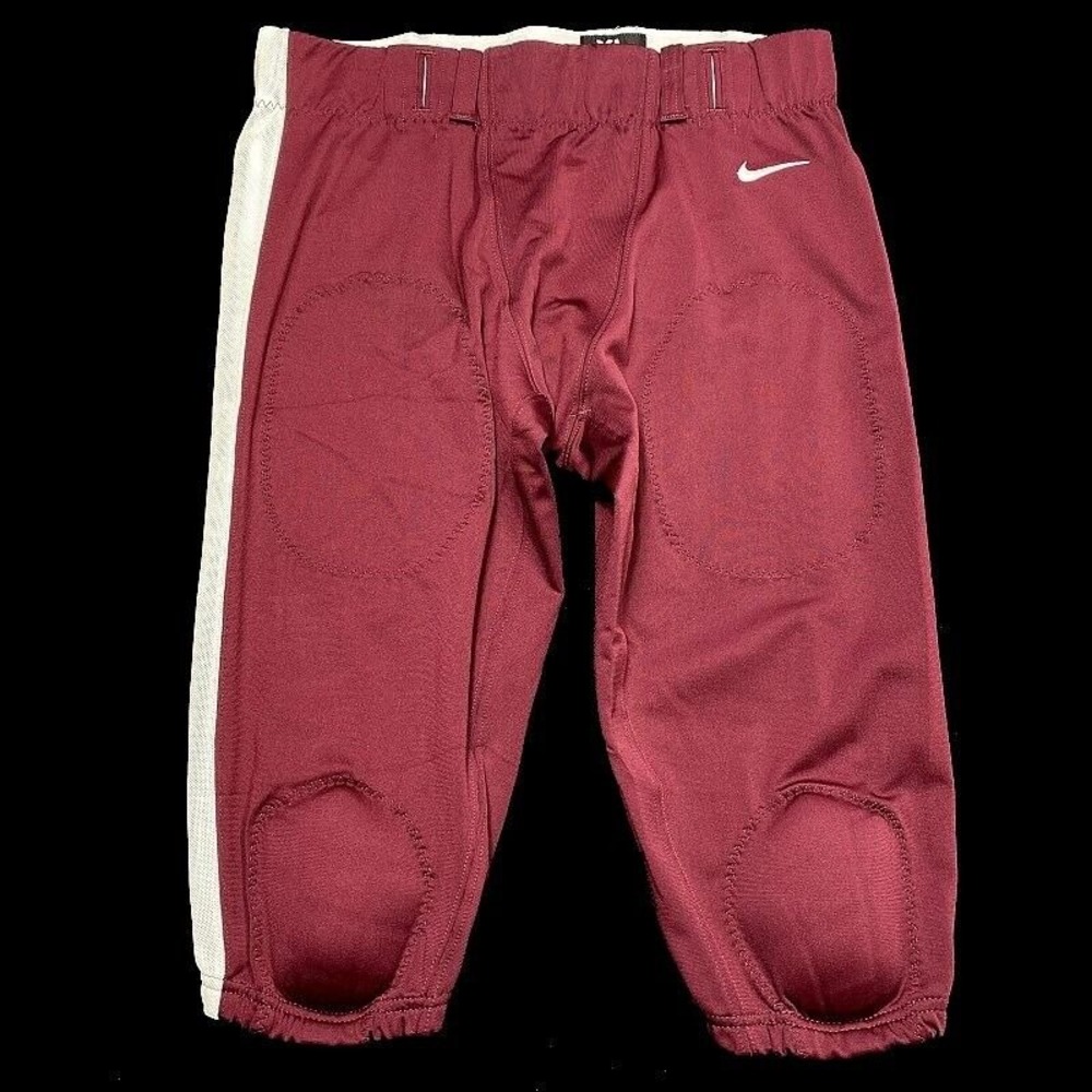NWT Nike Football Pants XL Maroon‎ White Practice Adult Mens $85 2 Pads No Belt